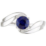 14K Gold Round Natural Blue Sapphire Solitaire Bypass Ring - view 2