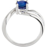 14K Gold Round Natural Blue Sapphire Solitaire Bypass Ring - view 3