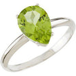14K Gold Pear Natural Peridot Solitaire Ring