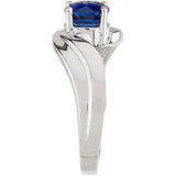 14K Gold Round Natural Blue Sapphire Solitaire Bypass Ring - view 4