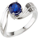 14K Gold Round Natural Blue Sapphire Solitaire Bypass Ring