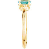 14K Gold Oval Natural Blue Zircon & Natural Diamond Accented Ring - view 4