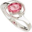 14K Gold Oval Natural Pink Tourmaline Solitaire Ring