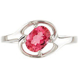14K Gold Oval Natural Pink Tourmaline Solitaire Ring - view 2