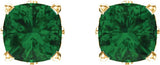 14K Gold Lab-Grown Emerald Cushion 4-Prong Scroll Setting Stud Earrings - Yellow Gold - view 2