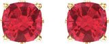 14K Gold Lab-Grown Ruby Cushion 4-Prong Scroll Setting Stud Earrings - Yellow Gold - view 2