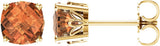 14K Gold Natural Citrine Cushion 4-Prong Scroll Setting Stud Earrings - Yellow Gold