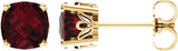 14K Gold Natural Mozambique Garnet Cushion 4-Prong Scroll Setting Stud Earrings - Yellow Gold