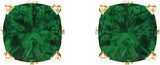 14K Gold Lab-Grown Emerald Cushion 4-Prong Scroll Setting Stud Earrings - Yellow Gold - view 2