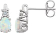 14K Gold Oval Lab-Grown White Opal & Natural Diamond Accented Birthstone Earrings