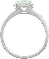 14K Gold Cushion Lab-Grown Opal & Natural Diamond Halo-Style Birthstone Ring - view 2