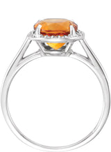14K Gold Round Natural Citrine & Natural Diamond Halo-Style Ring – 8mm Stones - White Gold - view 2