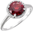 14K Gold Round Natural Mozambique Garnet & Natural Diamond Halo-Style Ring – 8mm Stones - White Gold