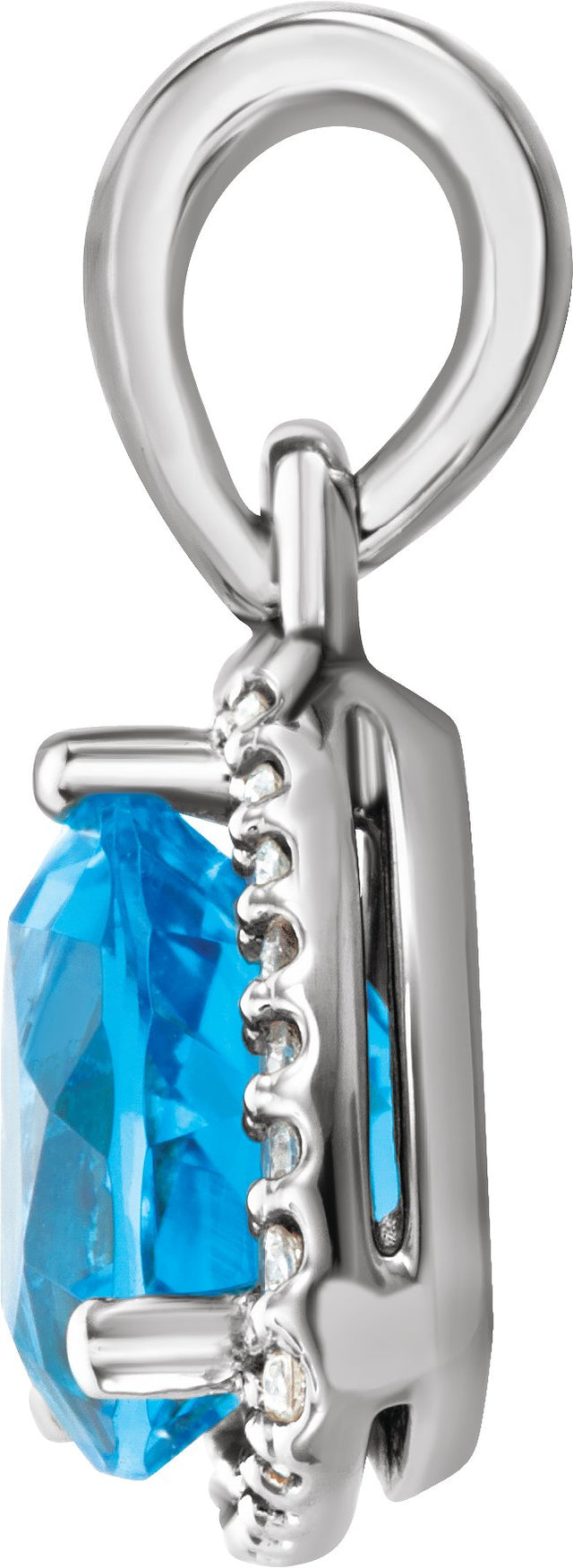 Platinum Natural Swiss Blue Topaz & Natural Diamond Trillion Halo-Style Pendant - view 2