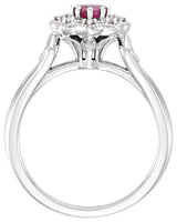 Platinum Round Natural Ruby & Natural Diamond Halo-Style Ring - view 2