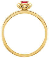 14K Gold Cushion Lab-Grown Ruby & Natural Diamond Halo-Style Ring - Yellow Gold - view 2