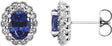 Platinum Lab-Grown Blue Sapphire & Natural Diamond Oval 4-Prong Halo-Style Earrings