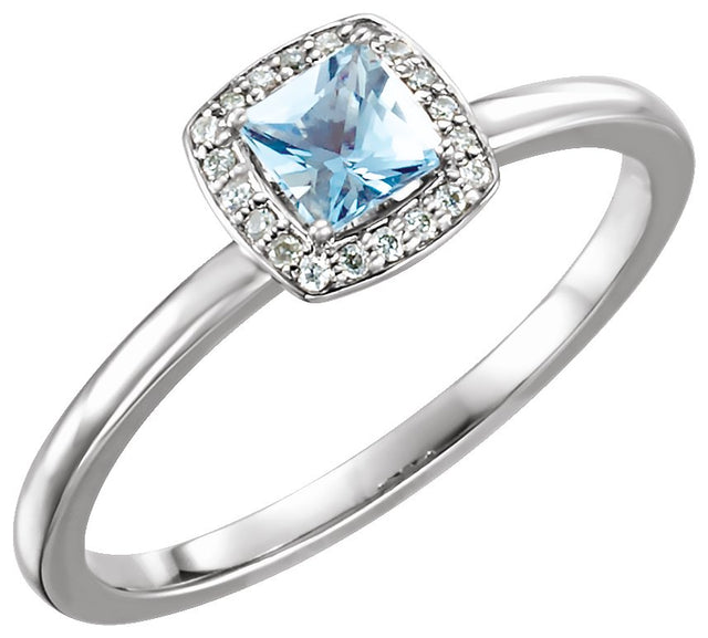 Platinum Square Natural Diamond Halo-Style Ring - view 10