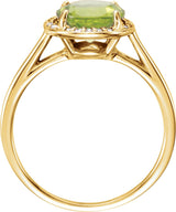 14K Gold Round Natural Peridot & Natural Diamond Halo-Style Ring - Yellow Gold - view 2