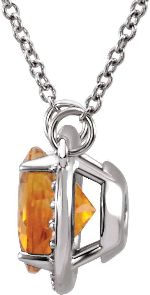 14K Gold Round Natural White Opal & Natural Diamond Halo-Style Necklace - Rose Gold - view 4