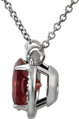 14K Gold Round Natural Mozambique Garnet & Natural Diamond Halo-Style Necklace – 6-8mm Stones - White Gold - view 2
