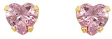 14K Gold Pink Cubic Zirconia Heart Snap-In Youth Stud Earrings - view 2