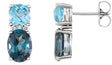 Platinum Oval Natural London Blue Topaz & Natural Swiss Blue Topaz & Natural Diamond Multi-Shape Earrings