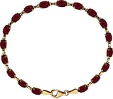14K Gold Oval Natural Mozambique Garnet Line Bracelet