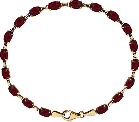 14K Gold Oval Natural Mozambique Garnet Line Bracelet