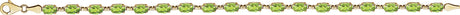 14K Gold Oval Natural Peridot Line Bracelet - view 2