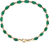14K Gold Oval Lab-Grown Emerald Line Bracelet