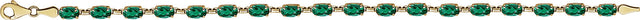 14K Gold Oval Lab-Grown Emerald Line Bracelet - view 2