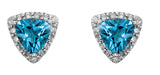 14K Gold Trillion Natural Swiss Blue Topaz & Natural Diamond Halo-Style Earrings – 5x5mm - White Gold - view 2