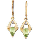 14K Gold Pear Natural Peridot & Natural Diamond Accented Earrings