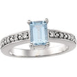 14K Gold Emerald Natural Aquamarine & Natural Diamond Accented Ring