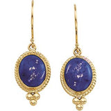 14K Gold Oval Natural Lapis Cabochon Earrings – 10x8mm - view 2