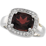 14K Gold Oval Natural Mozambique Garnet & Natural Diamond Halo-Style Ring – 10x8mm