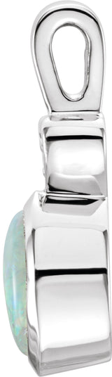 14K Gold Oval Natural White Opal & Natural Diamond Accented Pendant – 0.02 CTW - view 3
