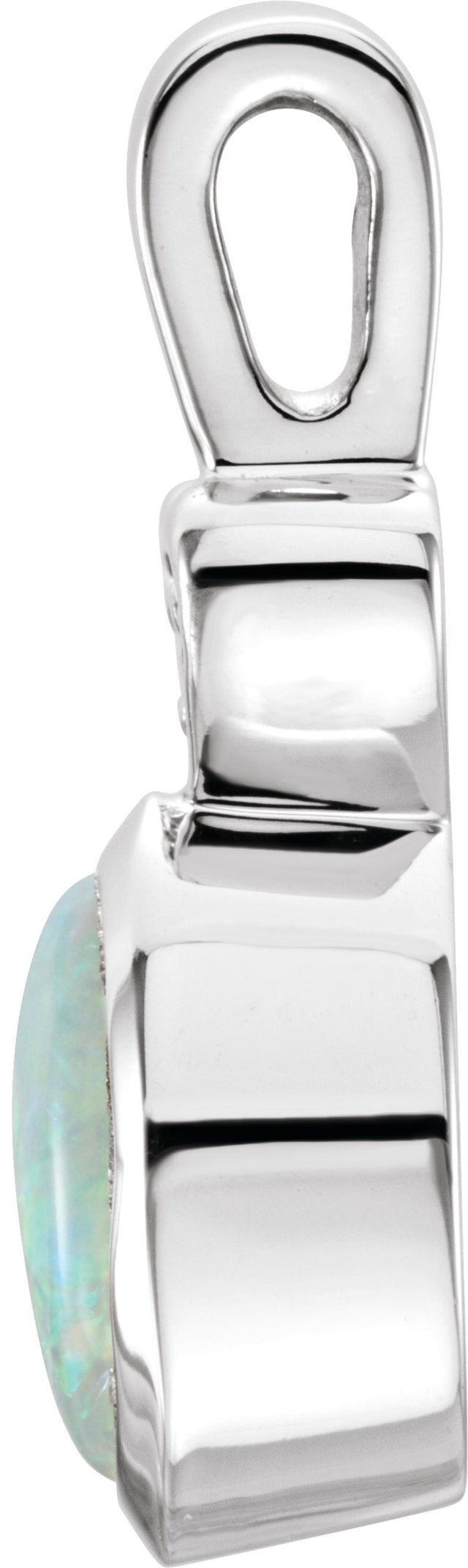 14K Gold Oval Natural White Opal & Natural Diamond Accented Pendant – 0.02 CTW - view 3