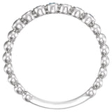 Platinum Round Natural Aquamarine Stackable Bead Ring - view 4