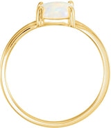 14K Gold Oval Natural White Opal Cabochon Solitaire Ring - Yellow Gold - view 2