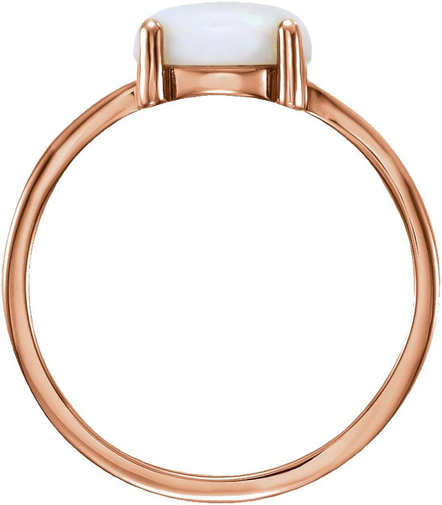 14K Gold Oval Natural Opal Cabochon Solitaire Ring - Rose Gold - view 2
