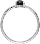 14K Gold Oval Natural Black Onyx Cabochon Solitaire Ring - White Gold - view 2