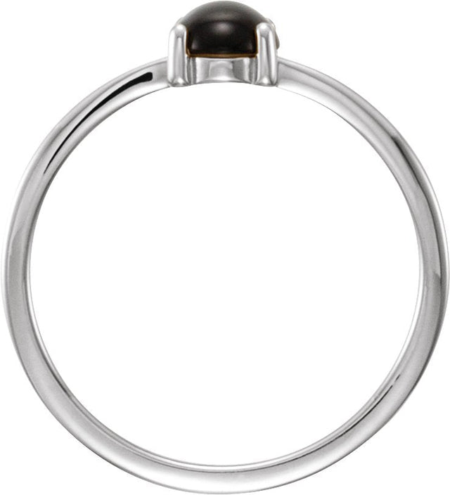 14K Gold Oval Natural Black Onyx Cabochon Solitaire Ring - White Gold - view 2