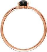 14K Gold Oval Natural Black Onyx Cabochon Solitaire Ring - Rose Gold - view 2