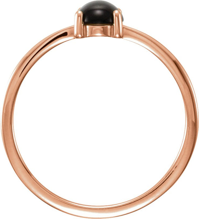 14K Gold Oval Natural Black Onyx Cabochon Solitaire Ring - Rose Gold - view 2