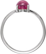 14K Gold Oval Natural Rhodolite Garnet Cabochon Solitaire Ring - White Gold - view 2