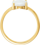 14K Gold Oval Natural Opal Cabochon Solitaire Ring - Yellow Gold - view 2