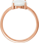 14K Gold Oval Natural Opal Cabochon Solitaire Ring - Rose Gold - view 2