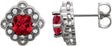 Platinum Lab-Grown Ruby & Natural Diamond Cushion 4-Prong Vintage-Inspired Earrings